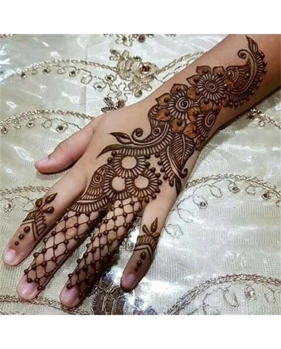 Neat Border And Filigree Featuring Back Hand Mehndi Design